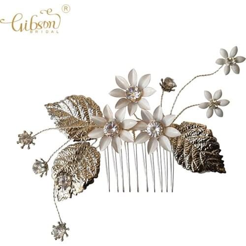 Elegant Hair Comb Flower Leaf Hair Pin Bridal Wedding Dress Dinner Accessories Women Headpiece Jewelry