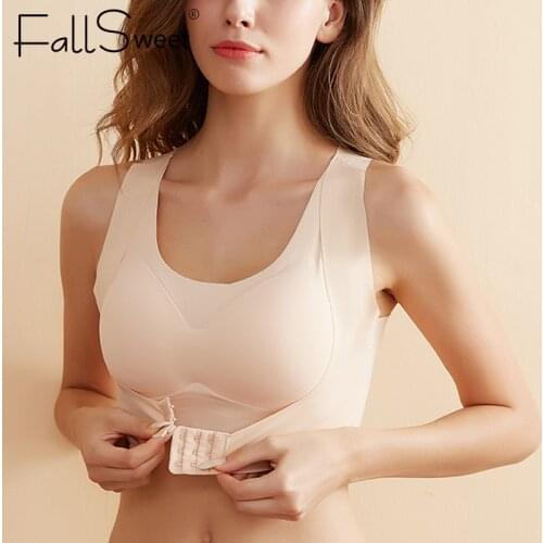 Fallsweet Women Push Up Bras For Women Posture Corrector Bralette Front Closure Female Underwear Cross Back Tops M-XXL
