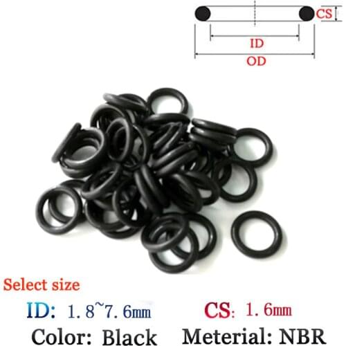 CS 1.6mm Fluoro Rubber O-Ring 10pcs Washer Seals Plastic gasket Silicone ring film oil and water seal gasket NBR material Ring