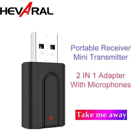 HEVARAL Mini Wireless Audio Adapter 2 In 1 Bluetooth Receiver Transmitter For TV PC Headphone Stereo Sound 5.0 Car Kit Adapters