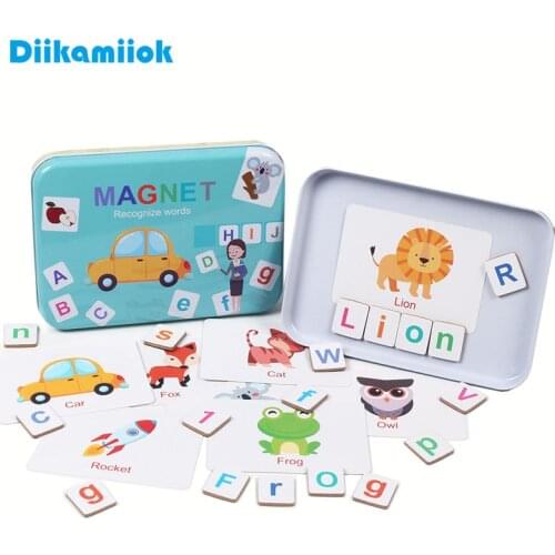 New Kids Wooden Magnetic Alphabet Spelling Words Puzzle Game Baby Early Educational Learning Toys for Children Memory Training