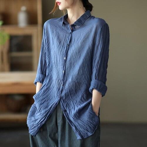 Johnature Silk Blouses