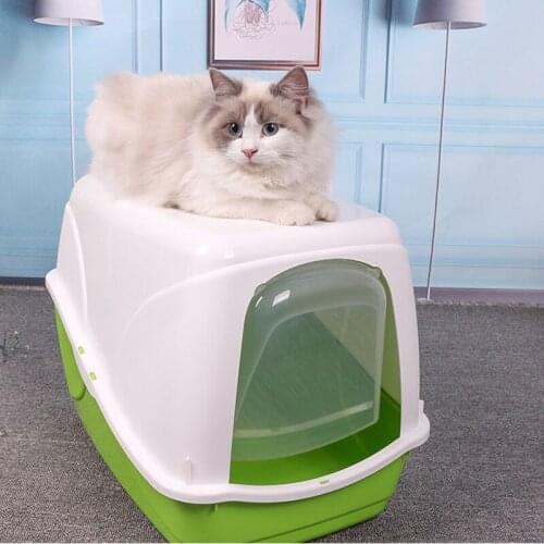 PSM Splash-proof Closed Cat Toilet Training Kit Plastic Cat Litter Box Removable for Cleaning Rabbit Toilet
