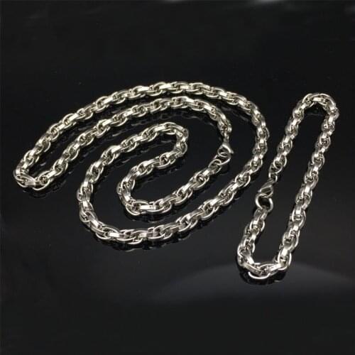 WITAYA 6MM Chunky rope Chain Jewelry Sets For Men Long Stainless Steel Necklaces + Bracelets African Jewelry 24inch