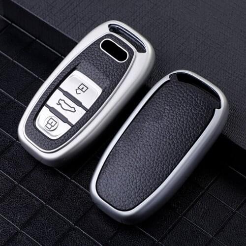 TPU Leather Car Key Cover For Audi A6 A1 A3 A4 A5 A7 A8 Q3 Q5 Q7 3 Buttons Smart Keychain Remote Case Car Decoration Accessories