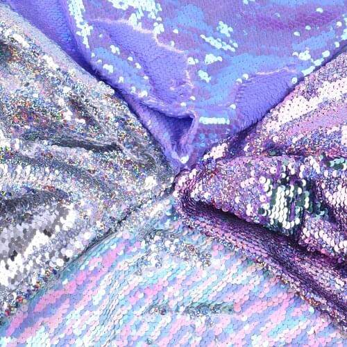 50*130cm Laser Hologram Iridescence Fish Scale Sequins Reversible Fabric DIY Sewing Clothes Supplies Textile Needlework,1Yc5908