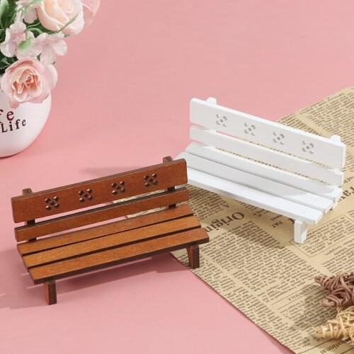 1:12 Dollhouse Miniature Wooden Bench Chair Park Chair Armchair Doll House Decor
