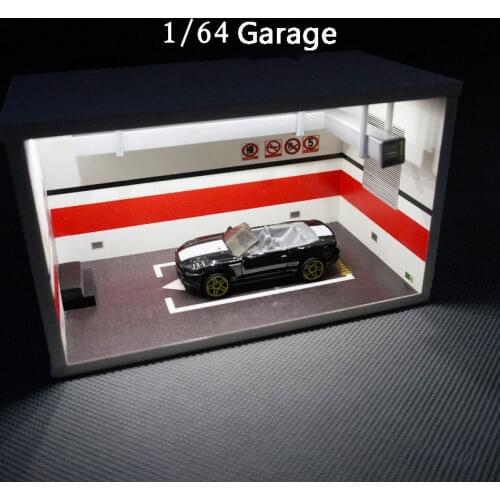 1:64 Scale Alloy Car Model Parking Lot Diorama PVC Underground Garage Scene Theme Display Cabinet With Light Storage Box