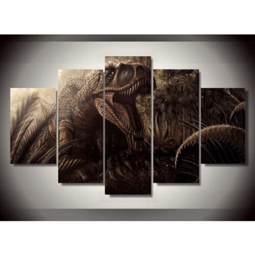 HD Prints Modular Canvas Posters 5 Panels Horror Dinosaur Framework Wall Art Painting Living Room Home Decor Animal Pictures