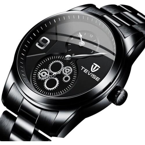 TEVISE Business Style Chronograph Full Steel Men Wristwatch 2.5D Curved Glasses Waterproof Automatic Mechanical Watch