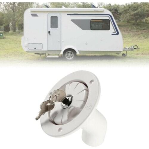 RV Filler Neck Gravity Fresh Water Fill Hatch Inlet Filter Lockable Boat Camper Trailer White Caravan Locking Filling Port +Keys