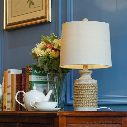 American Hemp Rope Art Table Lamp Retro Creative Personality Bar Bedroom Bedside Study Living Room Dining Room Lighting Fixtures