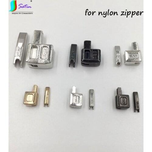 NO.3/5/8/10 Gun Black,Silvery,Light Gold Nylon Zipper Accessory Single Open Bottom Stop 20 Pairs,Nylon zipper Bottom Stop S0604L