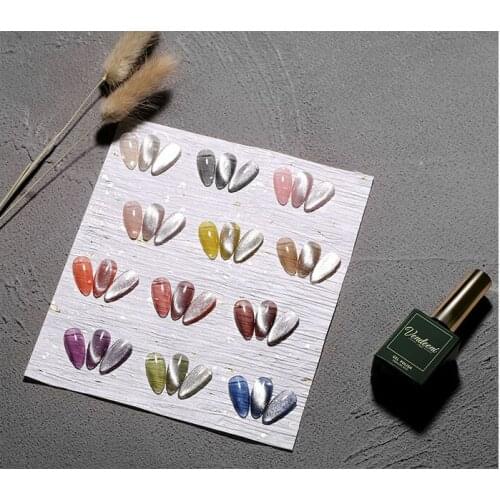 New 15ML 9D Cat Eye Hybrid Varnishes Gel Soak Off Smoothie Wide Cat Eyes Magnetic Gel Polish Bright Silver UV Gel Nail Polish