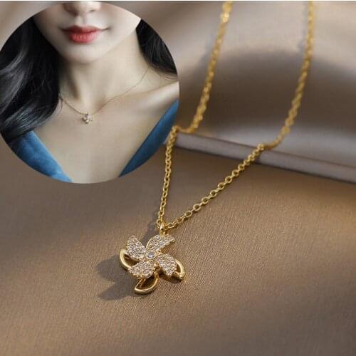 New Arrival elegant Rotatable Rhinestone Windmill Pendant Necklace Gold Color Crystal Necklace Jewelry Women