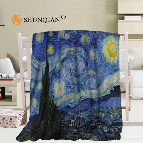 Custom van gogh Starry night sky Blanket Manta Falafel Blanket Sofa/Bed/Plane Travel Bedding56x80inch 50X60inch 40X50inch