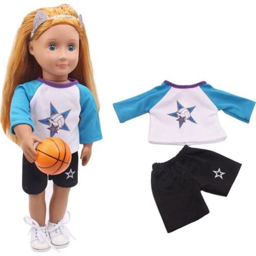 18 Inch American Doll Girls Clothes Blue Tracksuit Newborn Sportswear Baby Toys Accessories Fit 40-43 Cm Boy Dolls Gift c216