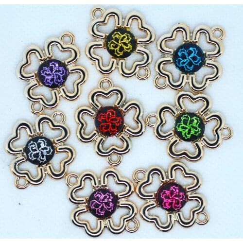 22X29mm 5PCS Golden Color Acrylic Rhinestone Flower Charms,Earring Making Pendants Accessories