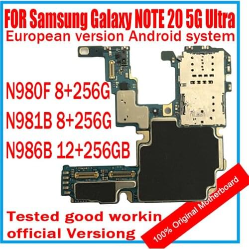 Full Working For Samsung Galaxy NOTE 20 5G Ultra N980F N981B 8+256G N986B 12+256GB 100% Unlocked Original Logic Board Mainboard