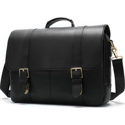 Genuine leather mens briefcase first layer leather handbag large capacity messenger bag zipper Business Solid Bag Solid