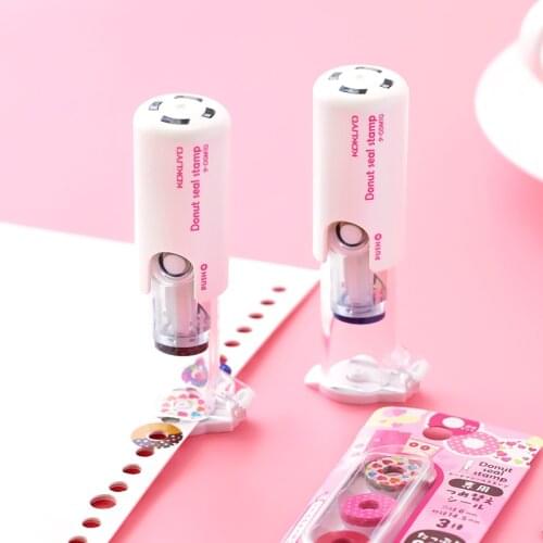 Japan KOKUYO Punch Reinforcer Loose-leaf Paper Punch Protective Sticker Creative Diary Photo Album Decoration Donut Seal Stamp