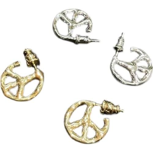 Anti-War Logo Earrings Hip Hop 925 Sterling Silver Wild Personality Couple Tide Brand Jewelry Accessories