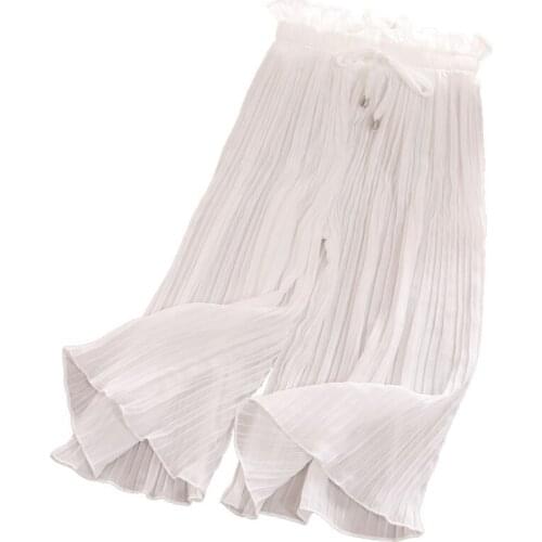 Girls Chiffon Wide Leg Pants Summer Atmosphere Thin Section Bottoming Loose Pants Baby Anti-Mosquito Polyester Material