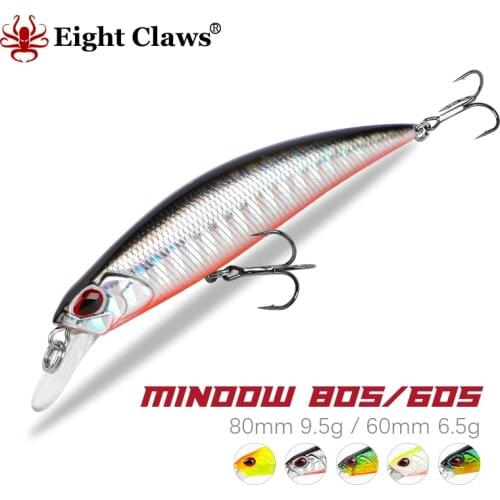 EIGHT CLAWS 60S 80S Jerk Minnow Wobbler Fishing Bait Hot Selling Mini Crankbait Slow Sinking Hard Lure Freshwater Bass Lure