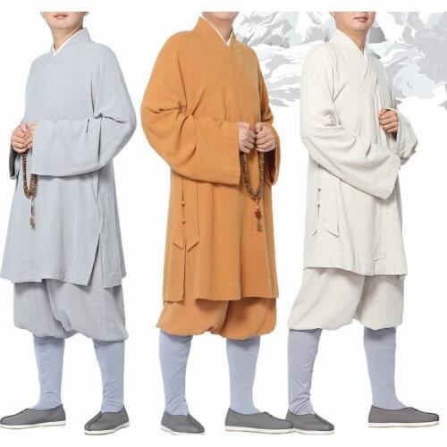 UNISEX all season cotton&linen buddhist shaolin monk kung fu suits zen lohan arhat clothing lay meditation uniforms red/blue