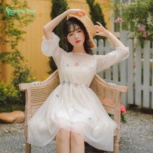 2021 Aesthetic Cotagecore Sukienka Summer Korean Style Harajuku Casual Skirt Isinbobo Cute Elegantes Vestidos White Dress