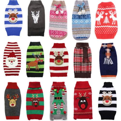 Pet Dog Sweater Clothes Winter Dog Christmas Pullover Sweater Clothing For Small Large Dogs Knitting Crochet Cloth Jersey Perro