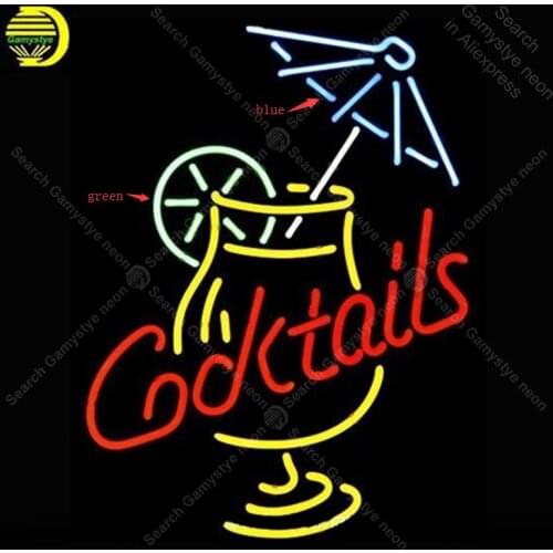 Cocktail And Martini Umbrella Cup Neon Sign Glass Tube Handmade neon light Sign Decorate Wall Bedroom Iconic Sign Neon Light