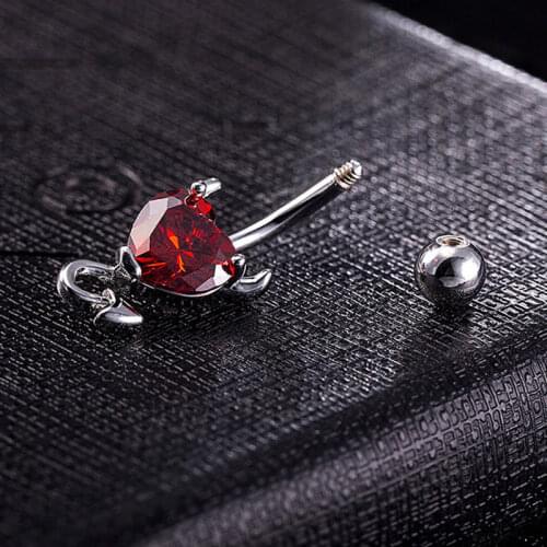 1 Pcs Navel Belly Button Ring Glitter Love Heart Decor Piercing Jewelry Navel Nail NIN668
