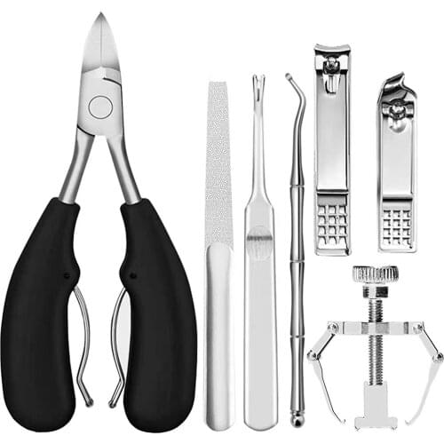 Ingrown Toenail Tool (7PCS) Set Pedicure Professional Thick Nail Stainless Steel Clippers Hand Tools Podiatry Feet Care Cutter