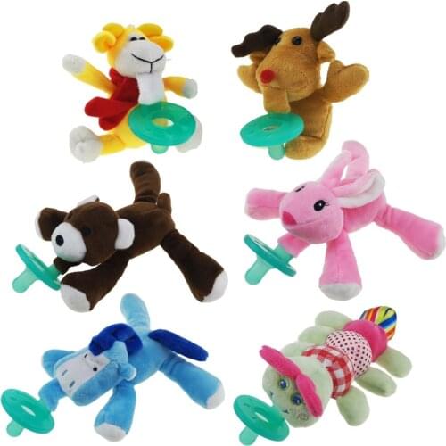 Cute Baby Plush Toy Pacifier Newborn Baby Kids Boys Girls Cartoon Dummy Nipple Soother Silicone Pacifier Feeding Accessories