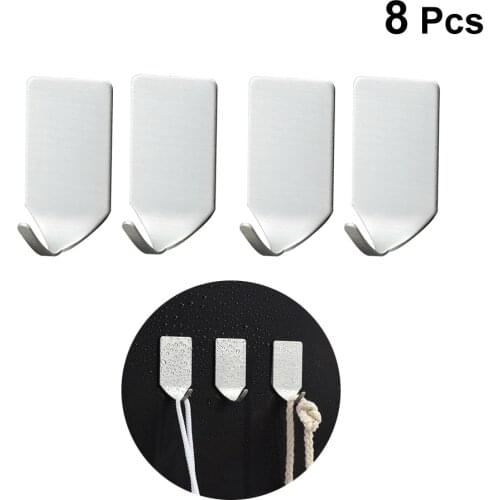 8pcs Hooks Wall Self Adhesive Waterproof Drill Free Stainless Steel Hooks for Bathroom (Tiny Hook)