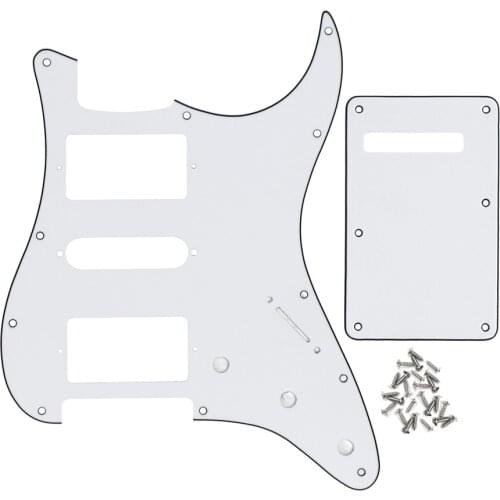 American/Mexican Modern Standard Strat HSH 11 Holes Guitar Pickguard Back Plate & Screws for Guitar Parts & Accessories, White
