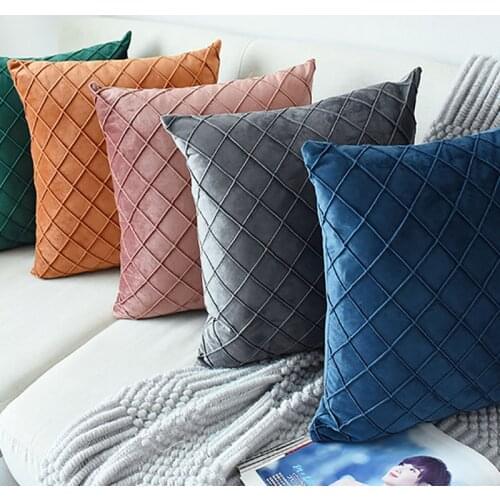 Velvet Large Cushion Cover Soft Fashion 60x60cm Pillow Case Home Decoration for Sofa Bed Pillowcase Nordic Style Handmade