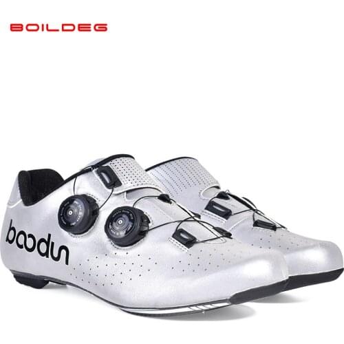 BOODUN New Road Cycling Shoes Carbon Fiber Self-Locking Ultralight Breathable Wear Non-slip professional Bicycle Racing Shoes