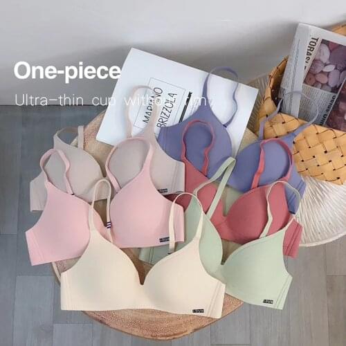 Seamless Bra Wire Free Women Girls British Style Underwear Ultra-thin Bras Onepiece Push Up Sexy Brassiere