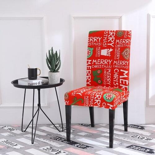 Merry Christmas Chair Cover Geometric Spandex Stretch Elastic Slipcovers Chair Covers For Dining Room Party Banquet Kitchen