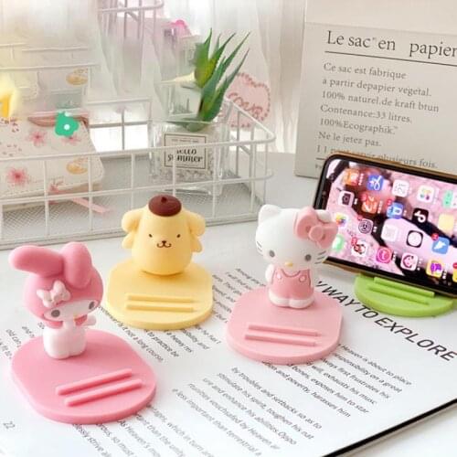 Kawaii Mobile Phone Desk Holder Sanrio Hellokittys My Melody Cartoon Support for Iphone Xiaomi Samsung Huawei Phone Holder Stand