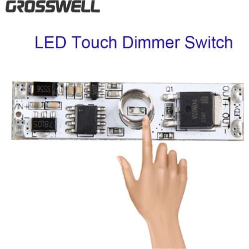 Grosswell LED Touch Dimmer Switch Voltage 12V 24V Controller DIY Strip Light Lamp PCBA Length 40mm Width 10mm Sensor Module