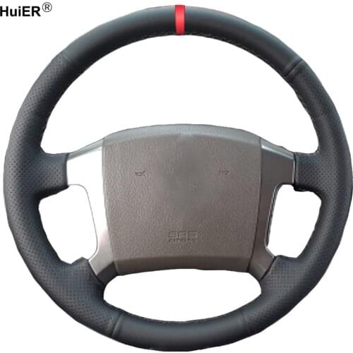 HuiER Hand Sewing Car Steering Wheel Cover Red Marker For Kia Sorento 2003 2004 2005 2006 2007 2008 2009 Non-slip Car Protector