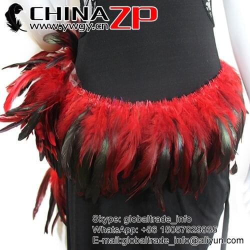 CHINAZP Factory Wholesale 800pieces/bundle 6-8 Inchh Length Dyed Red Half Bronze Strung Rooster Schlappen Feathers