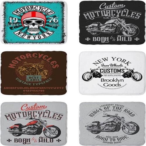 Motorcycle Ride Die printed Flannel Floor Mat Anti-Slip Tapete Floor Mats Kitchen Doormat welcome mats for front door