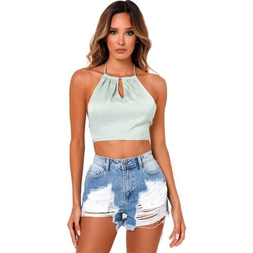 Women Fashion Satin Backless Crop Tanks Tops Sleeveless Halter Bandage Bow Tie Up Camis Sexy Cute Solid Color Corset Streetwear