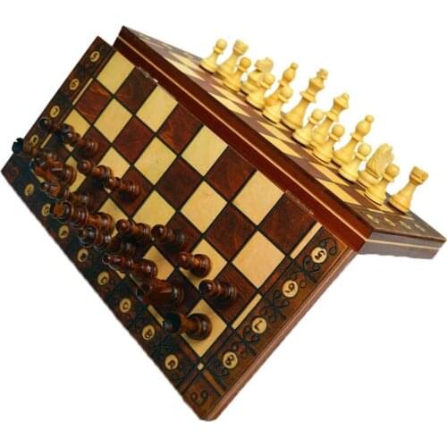 Magnetic Wooden 3 In 1 Chess Backgammon Checkers Set Family Casual Puzzle Board Games Leisure Toys Kids Birthday Gifts