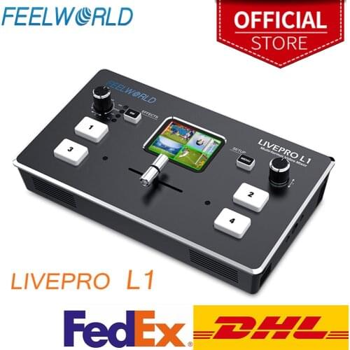 FEELWORLD Multi Format Video Mixer Switcher USB3.0 4 HDMI Inputs Camera Production for Live Streaming LIVEPRO L1