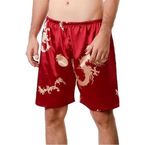 Mens Sleepwear Shorts Summer Casual Loose Mens Satin Silk Dragon Print Pajama Shorts Underpants Home Clothes 4xl 5xl